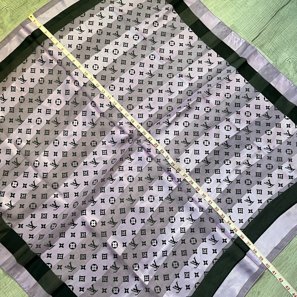 LOUIS VUITTON Lilac Purple Black Silk Monogram Scarf Wrap Shawl - Picture 16 of 16